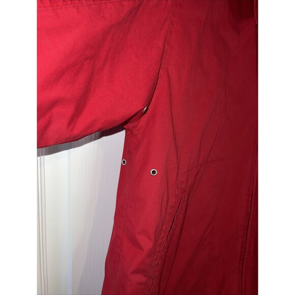 Vintage London Fog Jacket Red Medium Zip Hood Shoulder Pads Buttons Pockets - Picture 3 of 15